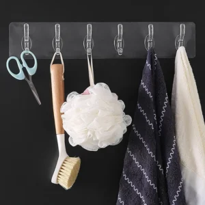 Transparent Silicone Sticky 6 Hooks Hanger