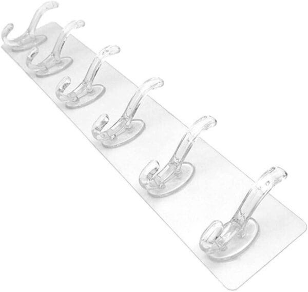 Transparent Silicone Sticky 6 Hooks Hanger