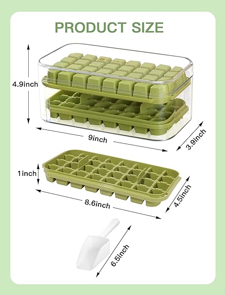 Ice Cube Tray 2 Pack Trays for Freezer