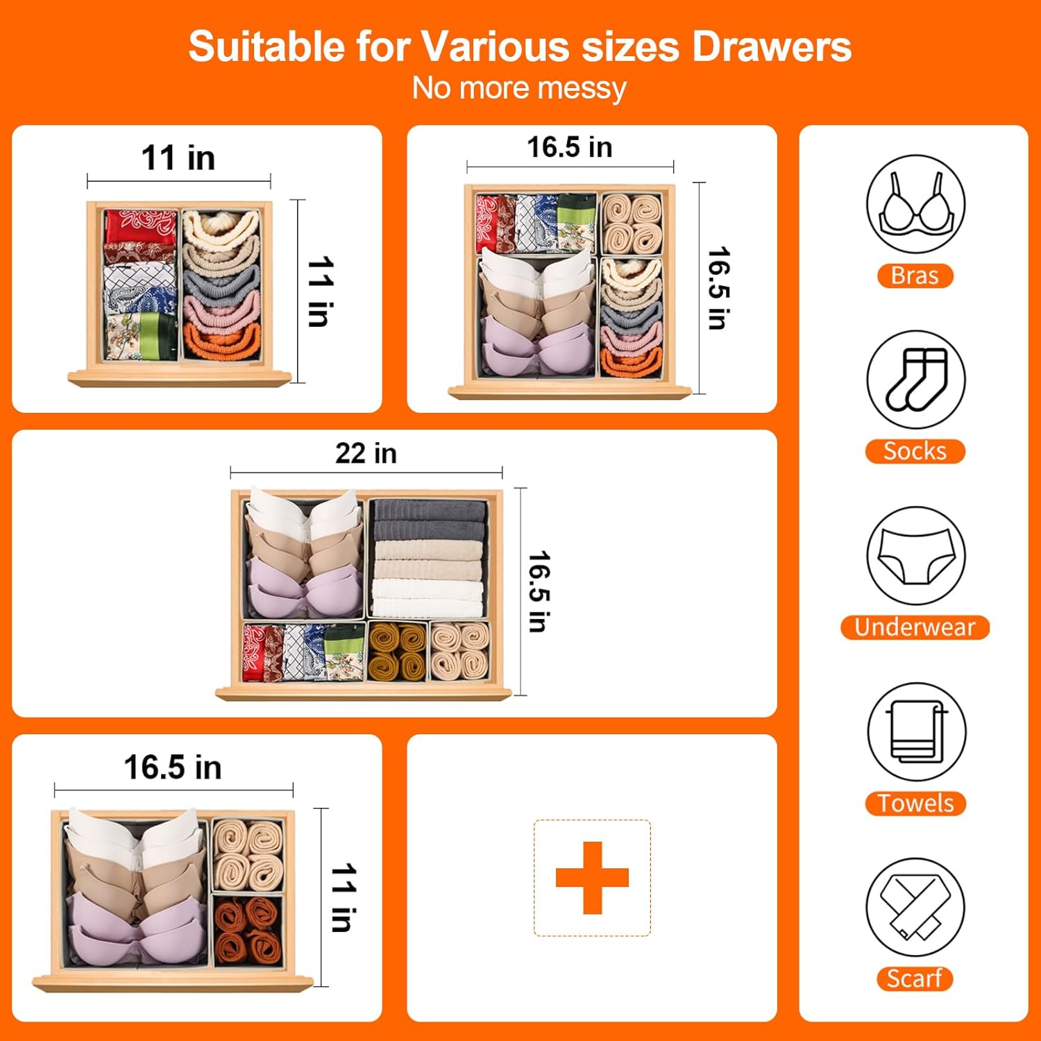 6 pcs set Drawer Organizers for Clothing And Cosmetics