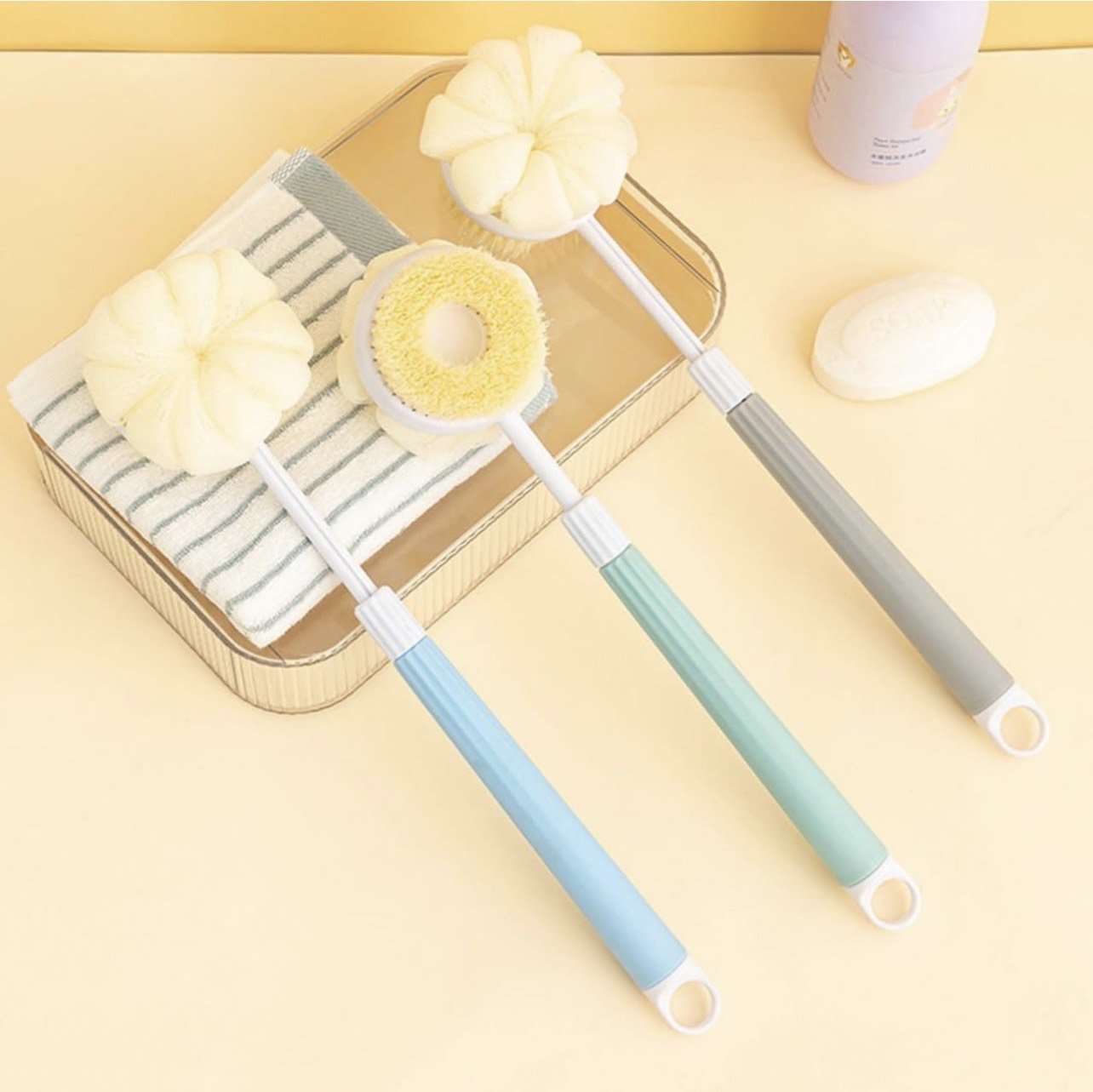 2-in-1 Soft Bristle & Loofah Shower Brush